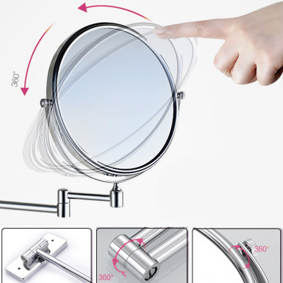 Gương trang điểm phóng đại 3 lần, xoay 360 độ, 2 mặt siêu nét, treo tường phòng tắm, phòng ngủ, Khách sạn, resort, Inox SUS 304, Size 15cm, 18cm, 20cm, Minh House