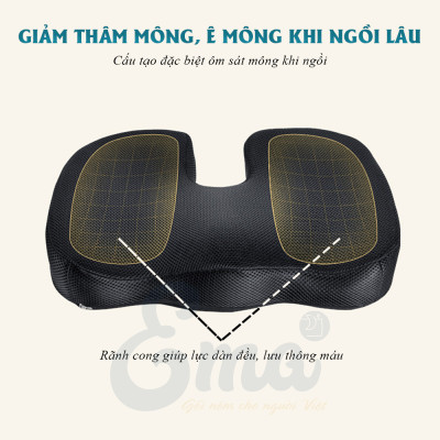 Nệm ngồi văn phòng chống thâm mông, xệ mông, đau xương cụt Ema cho dân văn phòng, lái xe, sinh viên, học sinh