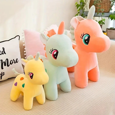 Thú nhồi bông kỳ lân hoạ tiết tim - Size 22cm - Màu ngẫu nhiên - Quà tặng gấu bông ngựa kỳ lân Unicorn đáng yêu.