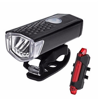 Bộ đèn xe đạp - đèn LED chiếu sáng phía trước và phía sau xe đạp dùng pin sạc - Hàng chính hãng