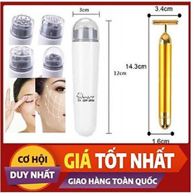 Combo 2 Máy Massage mắt mini cầm tay, cây lăn mặt nâng cơ xóa nhăn tại nhà (còn hàng) (Hàng Chính Hãng)