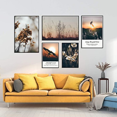  Bộ 5 Tranh treo tường phòng khách, phòng ăn - Bộ 05 tranh chủ đề MÙA HẠ tặng kèm khung và đinh treo tường PVP-DC5013
