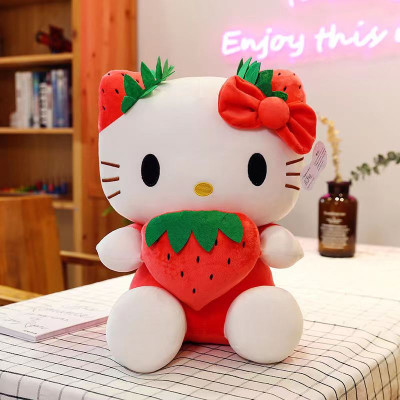 Gấu Bông Mèo Kitty Ôm Dâu Tây Siêu Hot Siêu Cưng (22cm--->50cm) Hàng Cao Cấp Loại 1 Chất Lượng Cao, An Toàn Cho Trẻ Nhỏ