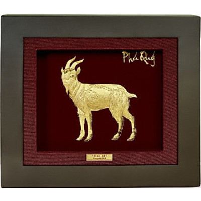 Tranh Vàng 24K PRIMA ART - Dê Hòa Nhã - Kích thước 18 x 20 cm - CGS-0411-13