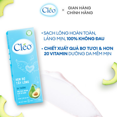 Kem Tẩy Lông Chiết Xuất Bơ Cleo Dành Cho Da Thường 50g, an toàn, không đau và đạt hiệu quả nhanh chóng