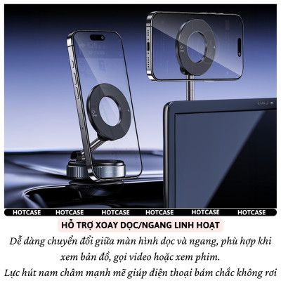 Giá đỡ điện thoại từ tính Magnetic nam châm hút chân không xoay 360 độ cho xe hơi ô tô, bàn làm việc, phòng tắm hiệu Hotcase Airlock Pro Cho iPhone cho Samsung điện thoại - Hàng nhập khẩu