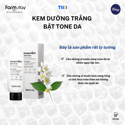 Kem Dưỡng Trắng Bật Tone Da _ Honeymoon White Flower Tone-Up Cream