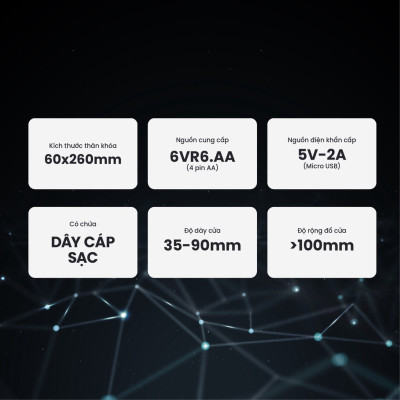 Khóa vân tay FSID 30KBL FASTER mở bằng sinh trắc học, app điều khiển, thẻ từ, mật mã Hàng chính hãng