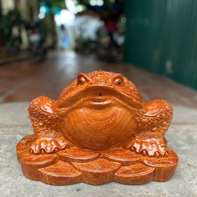 Cóc thiềm thừ phong thủy cầu tài ,lộc bằng gỗ hương đá kt 40×30×24cm 