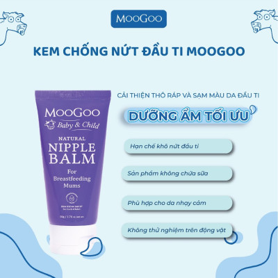 Kem nứt đầu ti Moogoo 50g thuần chay dành cho mẹ bầu nứt cổ gà, làm mềm, êm dịu và bôi trơn