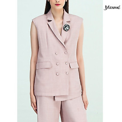 Áo vest hồng cotton bố, cổ đan tông Maxivic M032401A