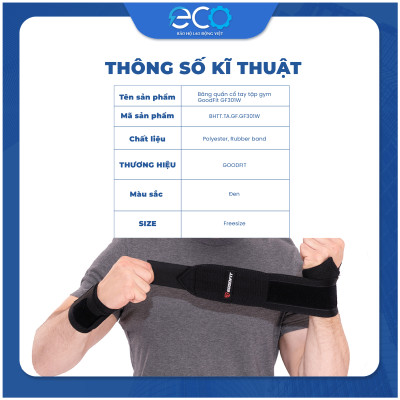 Băng quấn cổ tay trợ lực khớp tập gym, boxing bảo vệ cổ tay GoodFit GF301W (1 đôi)