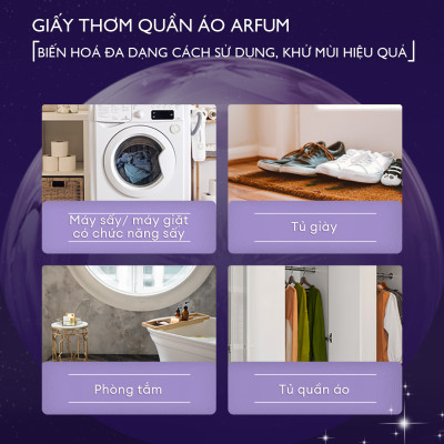 Combo 3 Giấy Thơm Arfum Dùng Cho Máy Sấy Làm Mềm Vải Và Chống Tĩnh Điện , Khử Mùi Tủ Giày, Tủ Quần Áo (60 Tờ/ Hộp)
