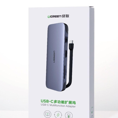 Ugreen UG70508CM287TK 5 trong 1 bộ chuyển usb Type-C ra hdmi + PD 12W + 3x usb 3.0 + LAN RJ45 - HÀNG CHÍNH HÃNG