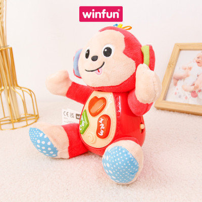 Đồ chơi sơ sinh, giáo dục sớm, thú bông hình chú khỉ phát nhạc vui nhộn cho trẻ từ 0 đến 36 tháng WinFun 0275
