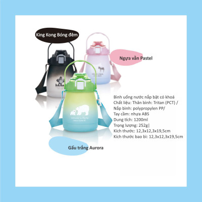KU.KU Duckbill bình nước cho bé từ 3 tuổi nhựa Tritan cao cấp 1200ml ku5622