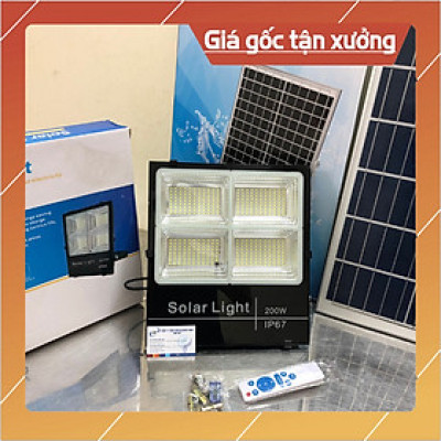  ĐÈN PHA NĂNG LƯỢNG MẶT TRỜI 200W 4 KHOANG MẪU MỚI TUỔI THỌ 7-10 NĂM, SÁNG LIÊN LỤC 16-18h