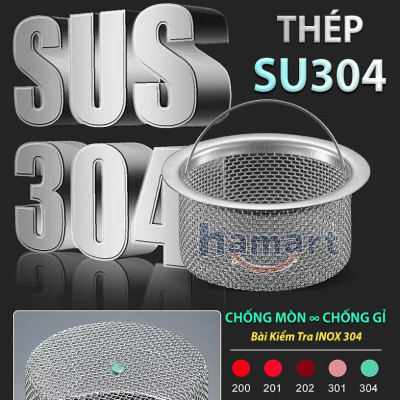 Giỏ Lọc Rác Bồn Rửa Bát INOX 304 Rổ Lọc Rác Chậu Rửa Chén Có Quai Xách Thoát Nước Nhanh Tiện Lợi