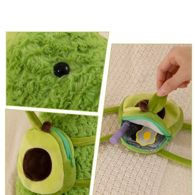 Thú nhồi bông khủng long đeo Balô quả bơ đáng yêu - Size 55cm đến 65cm - Quà tặng gấu bông khủng long êm mịn cho bé.