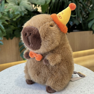 Thú nhồi bông Capybara đội nón sinh nhật có dòng chữ Happy everyday - Size từ 35cm đến 85cm - Quà tặng gấu bông chuột lang đeo nơ dễ thương.