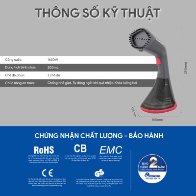 Bàn Ủi Hơi Nước Cầm Tay BlueStone GSB-4033 1500W - Hàng Chính Hãng
