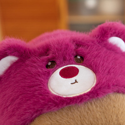 Thú nhồi bông capybara cosplay gấu dâu đáng yêu - Size từ 45cm đến 80cm - Quà tặng gấu bông chuột lang đội nón lotso êm mịn.