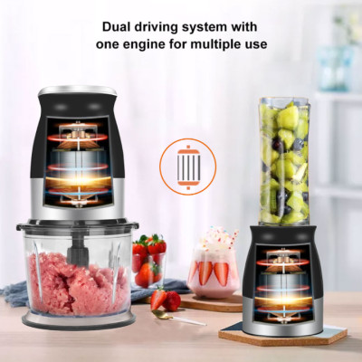 Máy xay thực phẩm đa năng 3 trong 1 thương hiệu Biolomix BM816, lưỡi cắt thép không gỉ, thân máy nhựa ABS, PP BPA free an toàn dễ vệ sinh- Hàng chính hãng