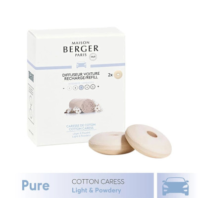 Maison Berger - Bộ tinh dầu xe hơi hương Cotton Caress - 2 cái