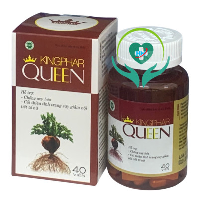 Viên uống Kingphar Queen, hộp 40v, cân bằng nội tiết tố nữ, giảm bốc hoả, chống lão hoá