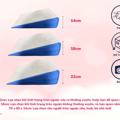 Gối Latex Foam Chống Trào Ngược Cho Người Lớn Kingroll Tặng Kèm Áo Vải Lưới 5D Thoáng Mát Được Bọc Sẵng