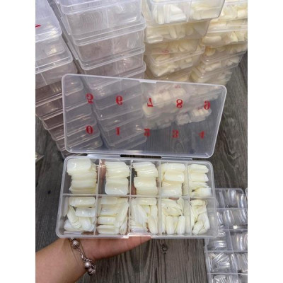 Móng Úp Chân Dài Form Thẳng 500 Móng Hộp 10 Ngăn Size Có Số, Chất Dẻo Linh Hoạt, Đủ Size Dễ Sử Dụng Cho Móng Thẳng Tự Nhiên Cho Cả Tay Và Chân