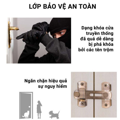 Chốt Cài Cửa KUNBE Bằng Thép Không Gỉ Dày Dặn Chống Phá Khóa Từ Bên Ngoài