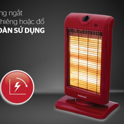 Sưởi điện 3 bóng Halogen Sunhouse SHD7016 đỏ đen - Hàng chính hãng