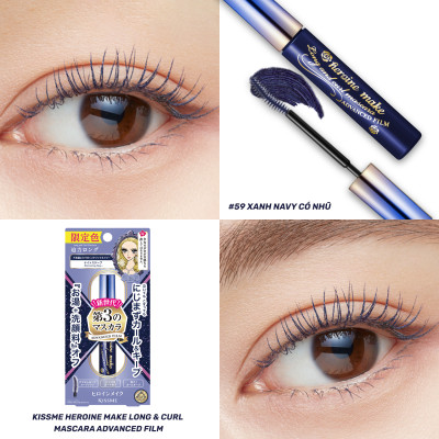 Mascara Dạng Màng Film Nâng Cao Siêu Chống Trôi Giúp Nâng Cong Và Vuốt Dài Mi Kissme Heroine Make Xanh Navy #59 (6 G)