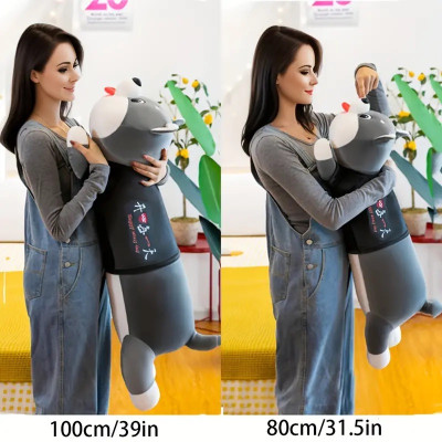 Thú nhồi bông chó husky lè lưỡi dễ thương - Size 90cm đến 1m1 - Quà tặng gấu bông chó husky êm mịn.