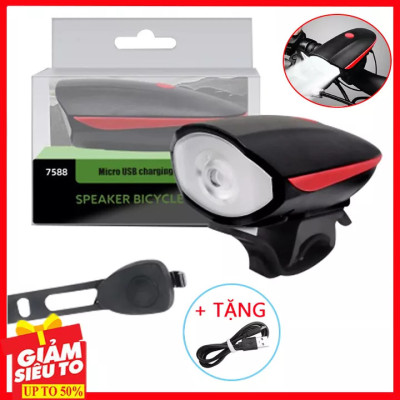 Đèn xe đạp thể thao siêu sáng có còi pin sạc usb led T6 chống nước - Đèn còi xe đạp có 3 chế độ sáng còi to