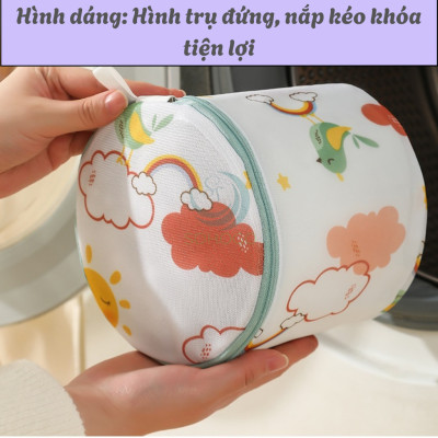Túi Giặt Bảo Vệ Đồ Lót Hình Trụ- Túi Giặt Lingerie Chống Biến Dạng- Túi Giặt Áo Ngực 3D Chống Vò Rách-Túi Giặt Vải Lưới In Hình Dễ Thương