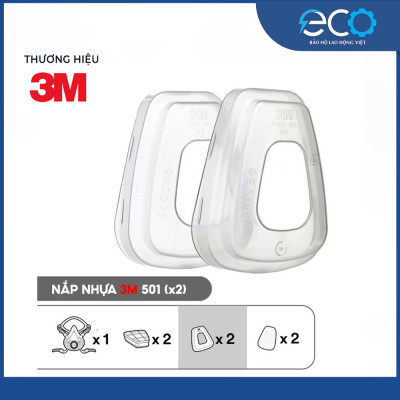 Combo (7 món) mặt nạ phòng độc 3M 7501, 7502 kết hợp phin lọc 3M 6001, tấm lọc bụi 5N11 cùng nắp giữ 501 chính hãng, phun thuốc, phun sơn, lọc bụi mịn, vi rút