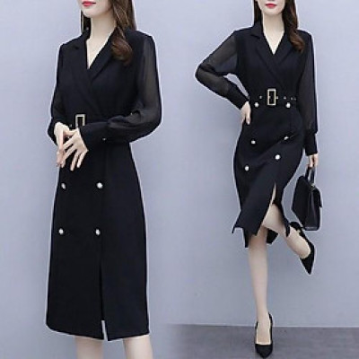 ĐẦM ÔM CỔ VEST TAY DÀI CAO CẤP - D1235