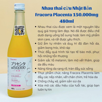 Nước Uống Đẹp Da Fracora Placenta Drink 150000mg Collagen 30000mg _Nhật Bản
