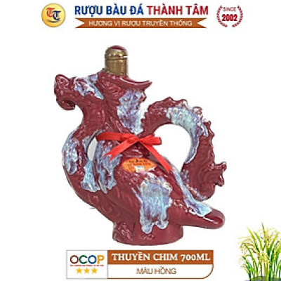 Đặc Sản Bình Định - Rượu Bàu Đá Thành Tâm Thuyền Chim (Màu hồng) 700ml - OCOP 3 Sao