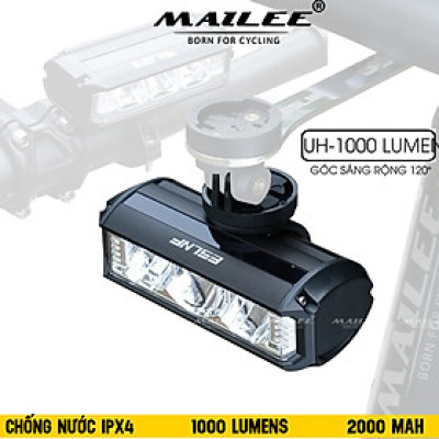 Đèn xe đạp chống nước UH-1000 3 bóng 1000 Lumens có led ban ngày, đèn trước xe đạp sạc USB Type-C, hợp kim nhôm (không kèm pad đỡ dài), đủ phụ kiện - Mai Lee