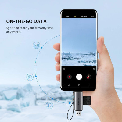 Đầu đọc thẻ nhớ SD, TF chân Type C, USB 3.0 Ugreen 50706 - Hàng chính hãng
