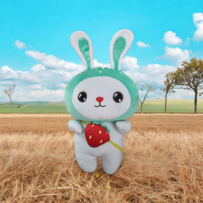 Gấu bông thỏ đầu trái cây đeo túi siêu mềm dễ thương (40cm) vải miniso mềm mại êm ái hàng cao cấp, an toàn cho trẻ nhỏ
