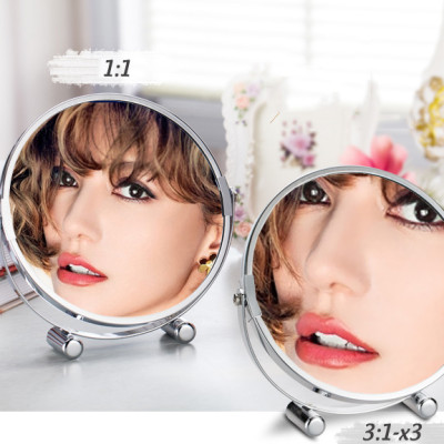Gương trang điểm phóng đại 3 lần, xoay 360 độ, 2 mặt siêu nét, để bàn, Inox 304, Size 18cm, 20cm, Minh House G31
