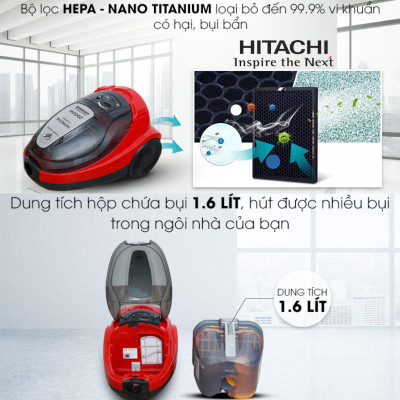 Máy hút bụi dạng hộp Hitachi CV-SF20 công suất 2000W, xuất xứ Thái Lan - Hàng chính hãng