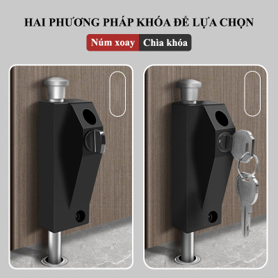 Chốt Khóa Cửa Âm Sàn KUNBE Chốt Núm Xoay Và Kèm Chìa Tích Hợp Lò Xo Bật