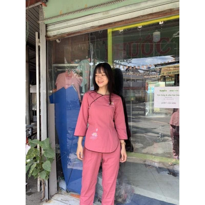 Đồ Lam Đi Chùa Pháp Phục Phật Giáo Cổ Tròn Ngọc kate