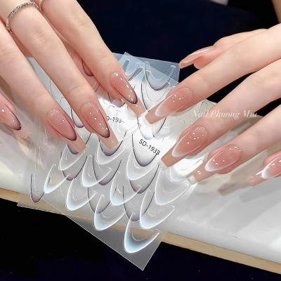 Sticker Dán Móng Tay Decal Làm Nail, Màu Ombre Gradient Tự Dính, Tạo French Tip Siêu Hot Dòng Thanh Trượt Móng Tay