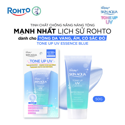 Kem chống nắng nâng tông Skin Aqua Tone up Blue cho da vàng có khuyết điểm đỏ, dạng tinh chất Sunplay Skin Aqua Tone Up UV Essence Blue SPF 50+ PA++++ 50g